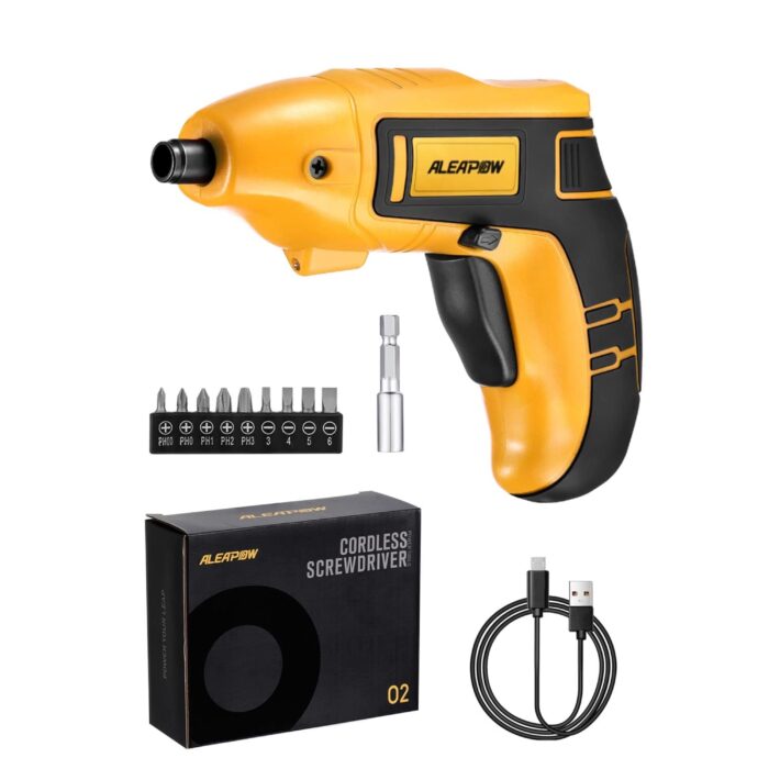 ⁦مفك براغي كهربائي ALEAPOW - 9 رؤوس، إضاءة LED وشحن USB⁩ - الصورة ⁦1⁩