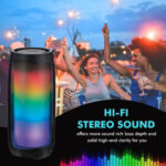 مكبر صوت SILVERCREST محمول، مقاوم للماء، إضاءة RGB وباس قوي - الصورة 4