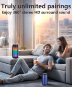 مكبر صوت SILVERCREST محمول، مقاوم للماء، إضاءة RGB وباس قوي - الصورة 3