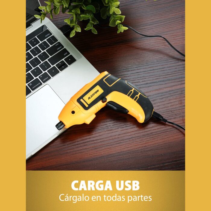 ⁦مفك براغي كهربائي ALEAPOW - 9 رؤوس، إضاءة LED وشحن USB⁩ - الصورة ⁦5⁩