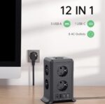شريط طاقة 8 AC + 4 USB – 5 أمتار، حماية زيادة تيار، أسود - الصورة 6