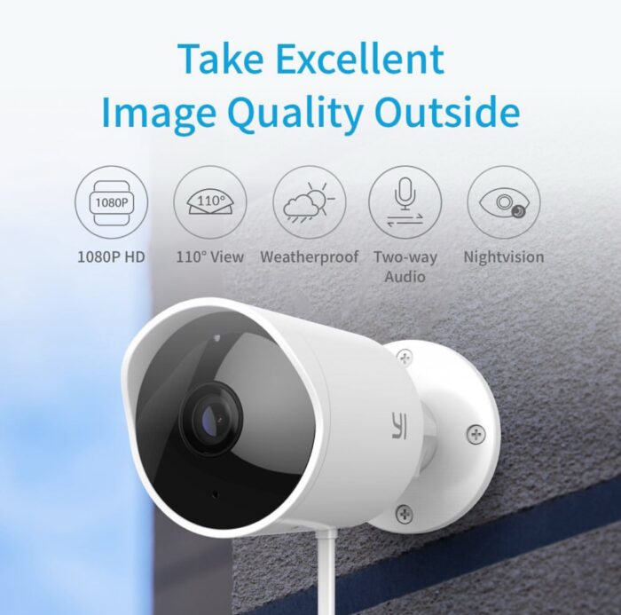 ⁦كاميرا مراقبة خارجية YI 1080P – WiFi، مقاومة للعوامل الجوية، صوت ثنائي الاتجاه ورؤية ليلية⁩ - الصورة ⁦2⁩