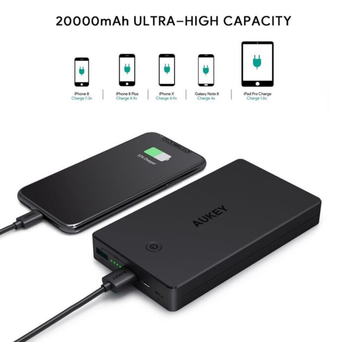 ⁦بنك طاقة AiPower V2 – 20000 مللي أمبير/ساعة مع شاحن مزدوج من Aukey⁩ - الصورة ⁦3⁩