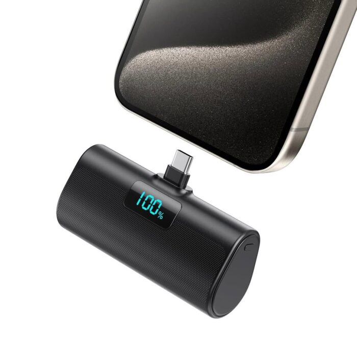 ⁦باور بانك صغير بسعة 5200 مللي أمبير مزوّد بموصل USB-C مدمج وشاشة LCD⁩ - الصورة ⁦1⁩