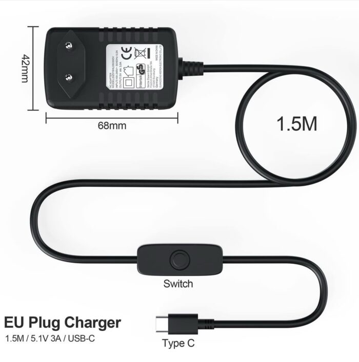 ⁦محول طاقة USB-C لجهاز Raspberry Pi 4 – 5.1 فولت 3 أمبير⁩ - الصورة ⁦4⁩