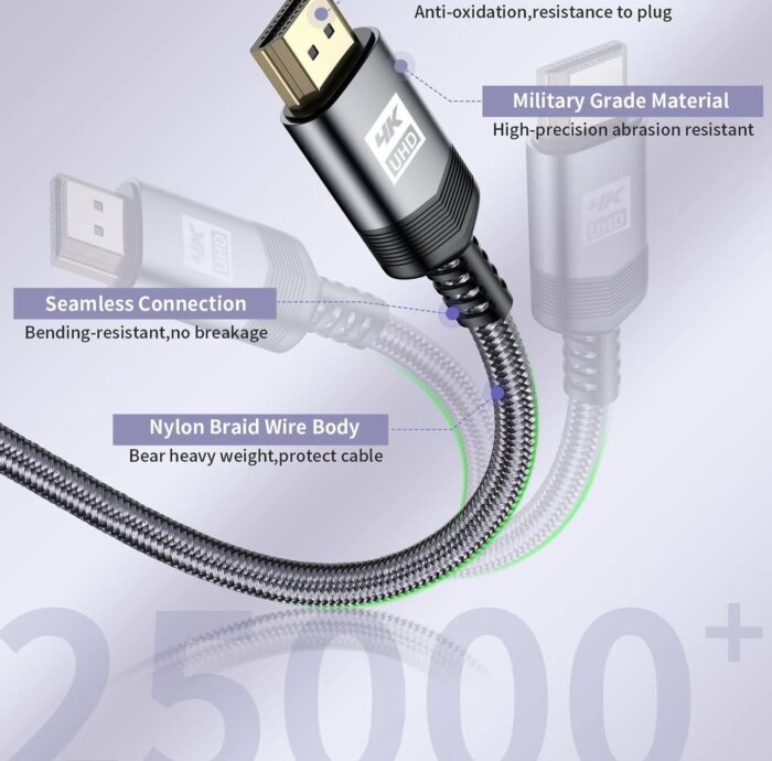 ⁦كابل HDMI 4K فائق السرعة بطول 5 متر متوافق مع MacBook Pro وPS5 وXbox وأجهزة التلفاز والشاشات⁩ - الصورة ⁦6⁩