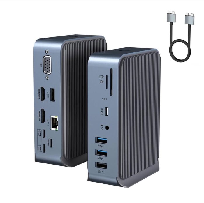 ⁦محطة إرساء USB-C HOPDAY 15 في 1 لشاشات متعددة وشحن سريع لأجهزة الكمبيوتر⁩ - الصورة ⁦1⁩