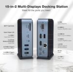 ⁦محطة إرساء USB-C HOPDAY 15 في 1 لشاشات متعددة وشحن سريع لأجهزة الكمبيوتر⁩ - الصورة ⁦2⁩