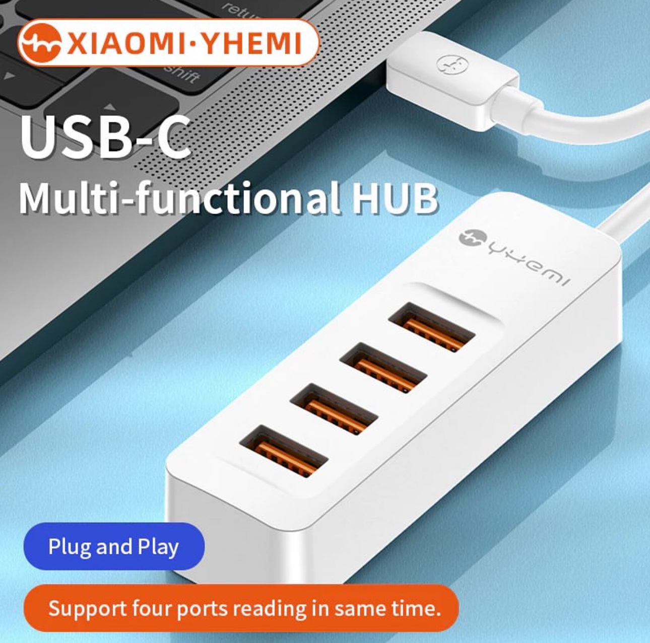 img_6108 موزع USB-C Yhemi 7 في 1 مع HDMI مزدوج وشحن سريع 100 واط ونقل بيانات - الصورة 2