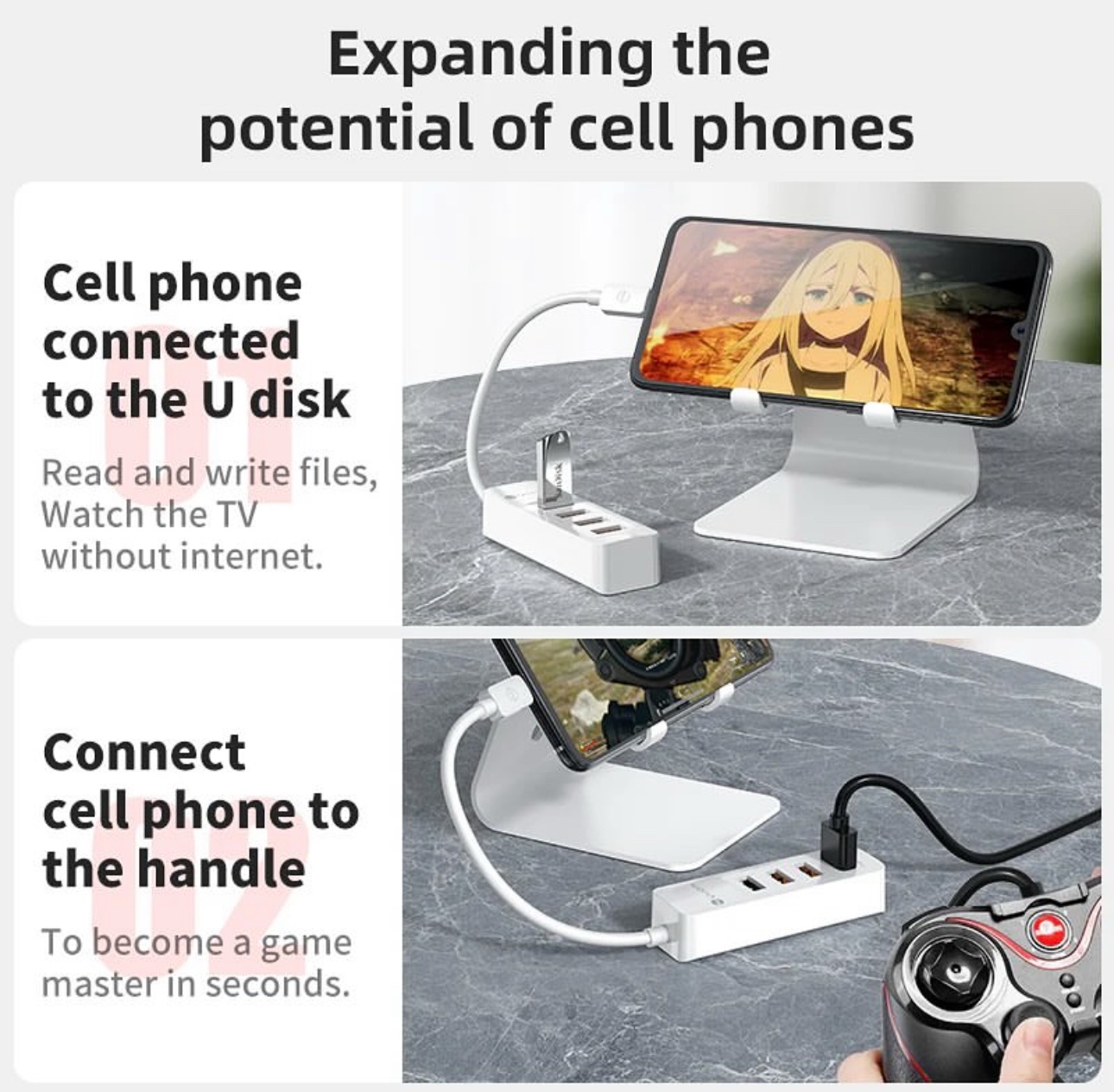 img_6109 موزع USB-C Yhemi 7 في 1 مع HDMI مزدوج وشحن سريع 100 واط ونقل بيانات - الصورة 3