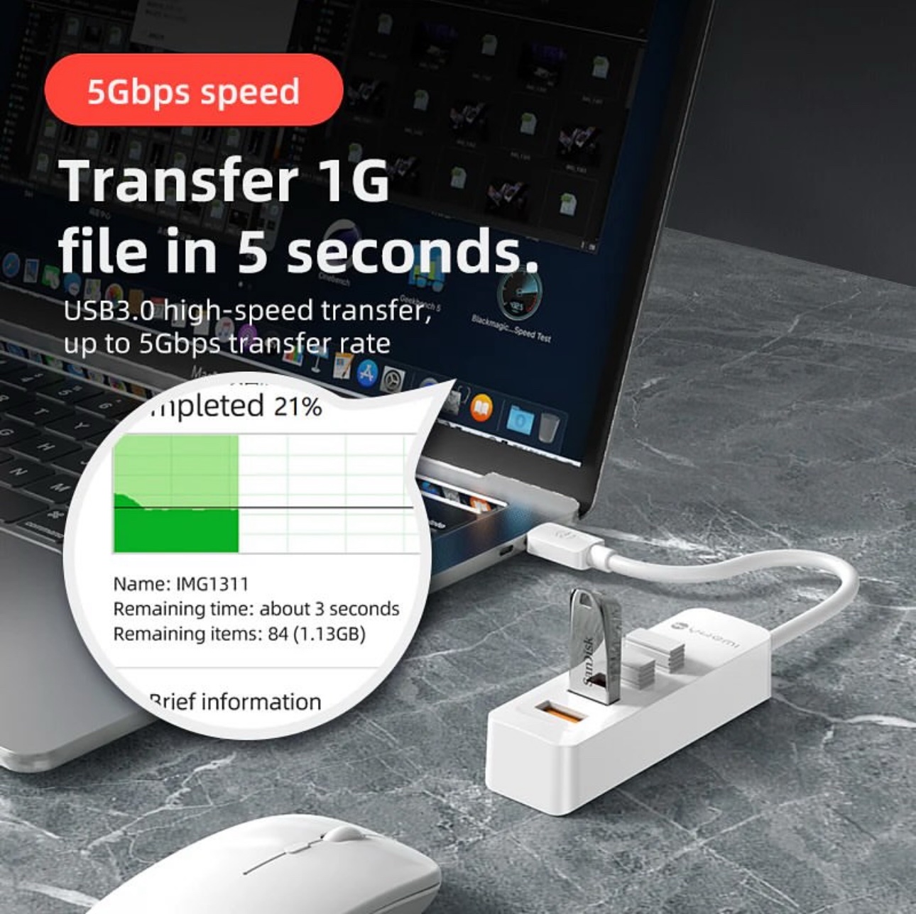 img_6110 موزع USB-C Yhemi 7 في 1 مع HDMI مزدوج وشحن سريع 100 واط ونقل بيانات - الصورة 4