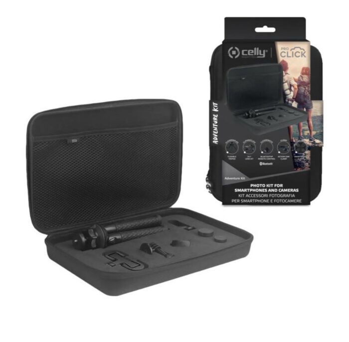 ⁦طقم عدسات Celly Adventurekit مع حامل مرن وجهاز تحكم بلوتوث للتصوير⁩ - الصورة ⁦1⁩