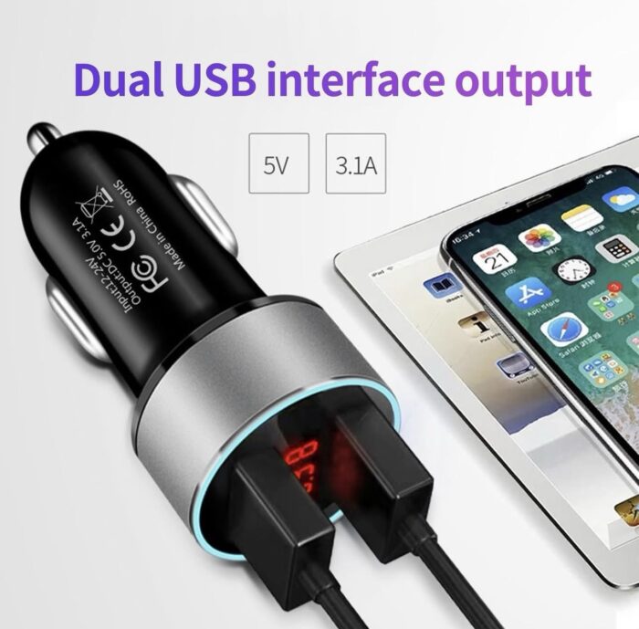 ⁦احصل على شاحن سيارة ذكي USB مع شاشة رقمية والآخر هدية مجاني⁩ - الصورة ⁦5⁩