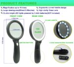 عدسة مكبرة محمولة من كي واي بتكبير 10 أضعاف مع 12 ضوء ليد للقراءة والفحص - الصورة 8