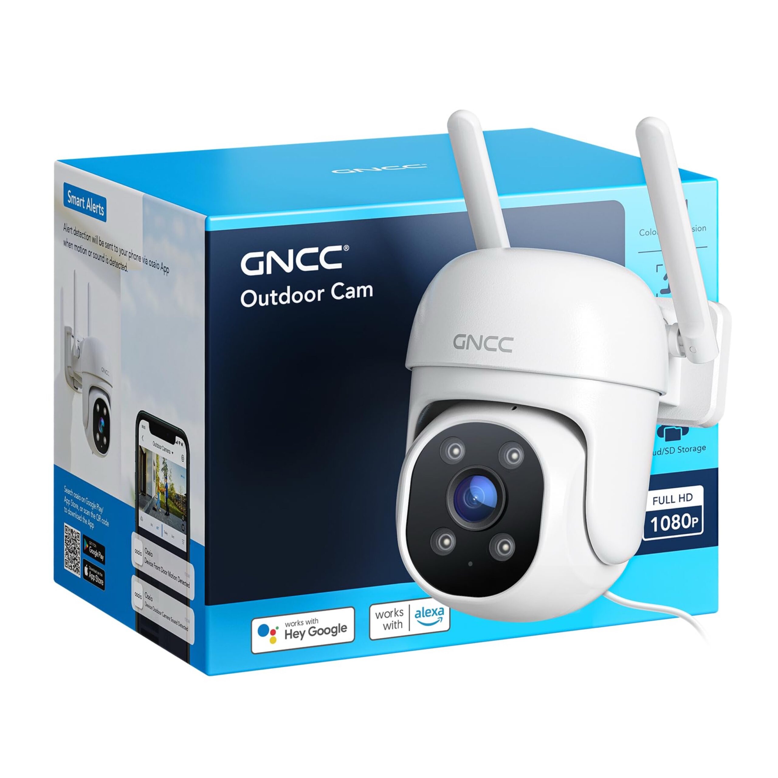 db817fb7-68bf-4c19-9220-39b18c68dcd5 كاميرا GNCC GK2 خارجية PTZ ذكية 1080P رؤية ليلية ملونة مقاومة للماء - الصورة 1