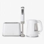 مجموعة إفطار بيضاء 3 في 1 غلاية محمصة خلاط تصميم أنيق