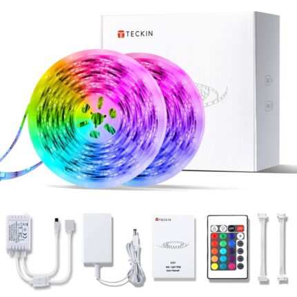 ‎شريط إضاءة LED RGB بطول 10 أمتار مع ريموت متعدد الألوان