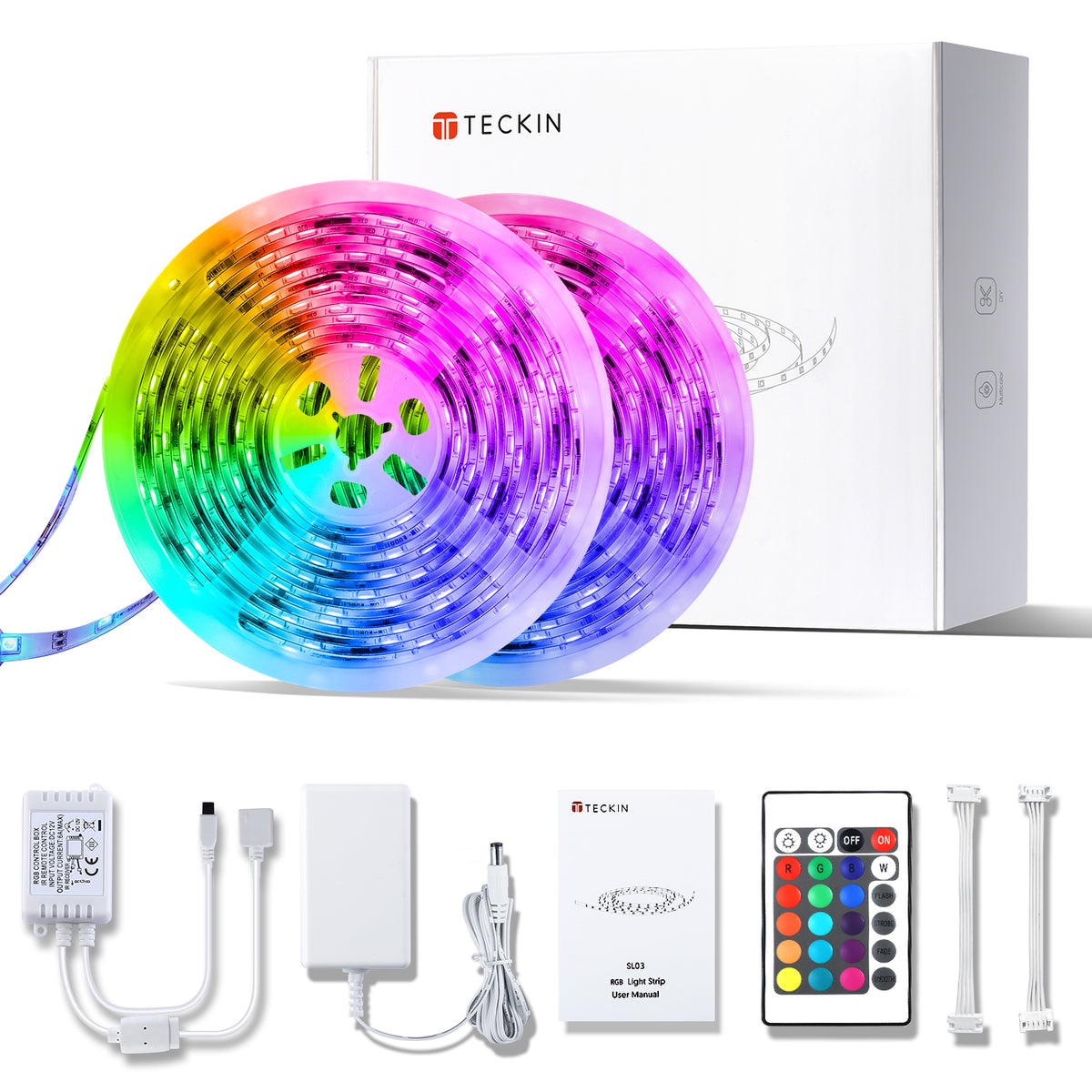 img_9619 شريط إضاءة LED RGB بطول 10 أمتار مع ريموت متعدد الألوان - الصورة 1