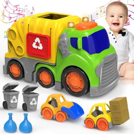 لعبة شاحنة قمامة للأطفال مع ضوء وصوت وملحقات