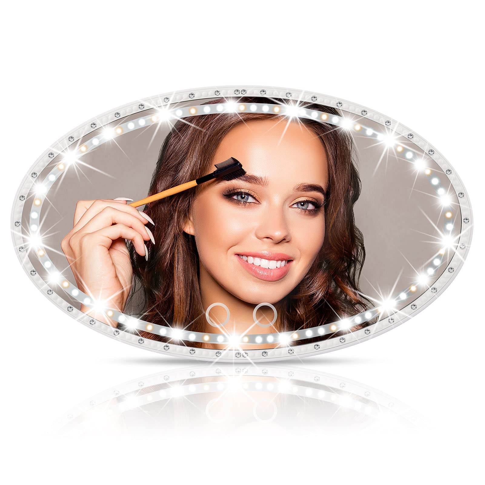 img_1650 مرآة فانيتي جيفاوا للسيارة LED قابلة لإعادة الشحن مع 3 أوضاع إضاءة - الصورة 1