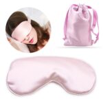 قناع نوم حريري معتم بحزام قابل للتعديل وحقيبة سفر