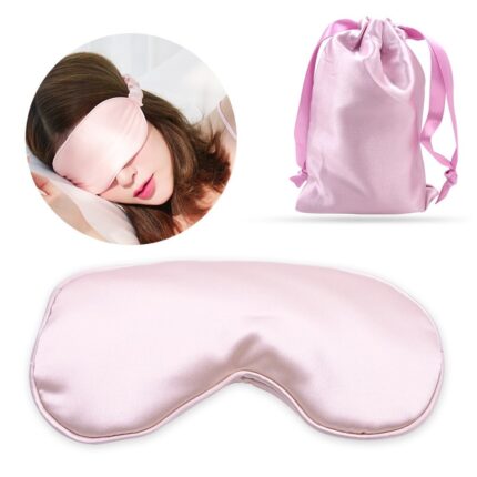 قناع نوم حريري معتم بحزام قابل للتعديل وحقيبة سفر