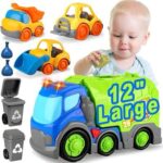 لعبة شاحنة قمامة المدينة المزدحمة للأطفال مع الضوء والصوت وجرافة وقلابة