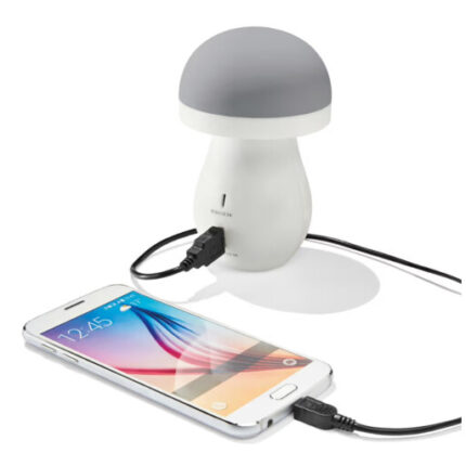 شاحن متنقل سلفر كرست بتصميم فطر مع إضاءة LED بنك طاقة قابل للشحن