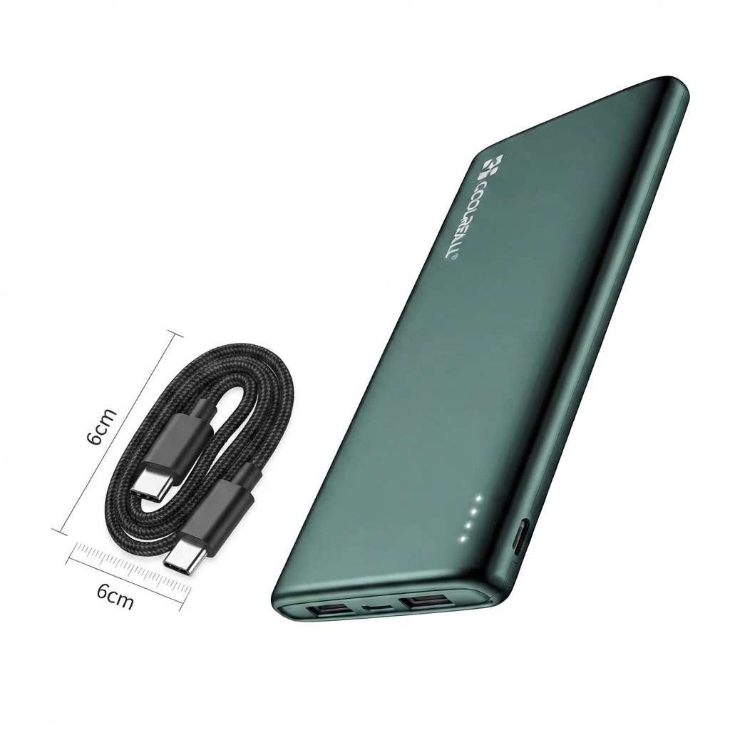 7 شاحن متنقل COOLREALL سريع 10000mAh نحيف وخفيف وآمن اخضر داكن - الصورة 1